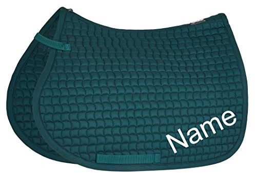 Eskadron racinggreen Cotton Pony VS-Schabracke mit individuellem Namen Bestickt, Schriftart:Heidelberg, Garnfarbe Maderia:Mint 1702