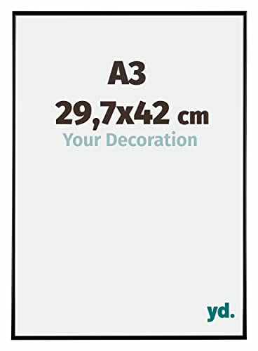 Your Decoration - Bilderrahmen DIN A3 29,7x42 cm - Schwarz Hochglanz - Bilderrahmen aus Kunststoff mit Acrylglas - Antireflex - DIN A3 29,7x42 Rahmen - Evry