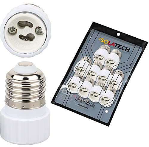 ISOLATECH 10Stk E27 Lampenfassung Adapter für GU10 LED Energiesparlampen, Leuchtmittel Fassung, Keramik Sockel, Smart Home Adapter (max. 250V/2A)