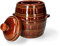 KOTARBAU® Barril de gres con ranura canal para agua y tapa, 5 L, Marrón, Jarrón de Barro, Recipiente de cerámica con asas, Olla de cocina para fermentación, Tarro para fermentar chucrut, kimchee