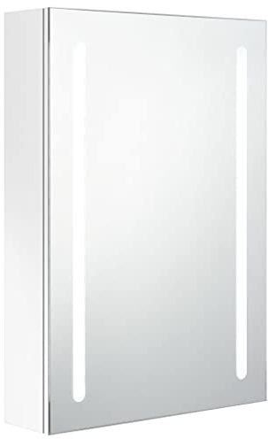 vidaXL LED Bad Spiegelschrank Badezimmerspiegel Badspiegel Spiegel Badschrank Badezimmerschrank Hängeschrank Wandschrank Glänzendes Weiß 50x13x70cm