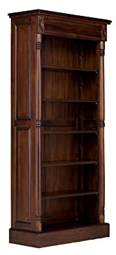 Woodkings Bücherregal Cambridge | Standregal 85 x 180 x 36 cm | Massivholz Kolonialbraun | Regal für Wohnzimmer Büro Flur | Bibliothek klassisch englisches Design I Stauraum Schublade