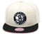 Mitchell & Ness Brooklyn Nets Snapback-Hut, verstellbare Kappe, Natur/Schwarz/Rosa Unterseite, Natur, Schwarz, Pink, Einheitsgr��e