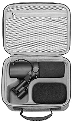 RLSOCO Étui Compatible avec Shure MV7X XLR/MV7+/MV7 Podcast Microphone & avec SM7B/SM7dB/MV6 Microphone Dynamique (Étui Uniquement) - Gris