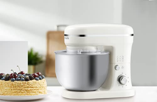 Flama Robot de Cocina Batidora Amasadora 1461FL, 1200W, 6 Velocidades y función Pulse, recipiente de acero inoxidable de 5L (Blanco)