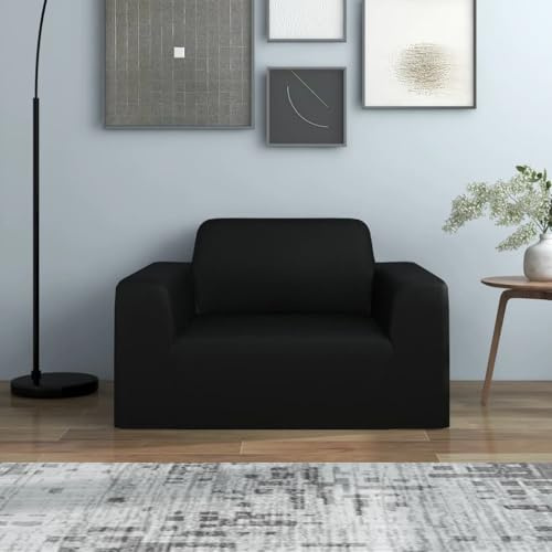 vidaXL Stretch Sofahusse Wiederverwendbar Sofabezug Sofa Abdeckung Überwürfe Universal Stretchhusse Sofaschoner Schwarz Polyester-Jersey