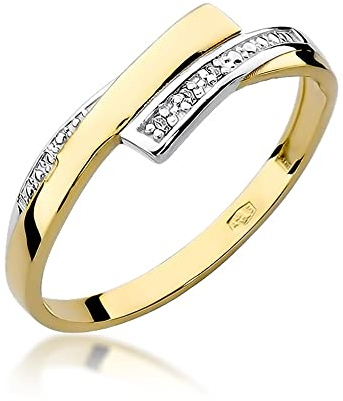 MARKO Damen-Goldring mit 0.02Ct Diamanten | 14 Karat Gold (585) | Goldring mit Box | Goldring für Frauen (Gelbgold, 52 (16.5))