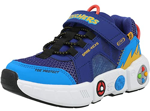 Skechers Unisex-Child Gametronix Sneaker, Royal/Multi, 13.5 Little Kid