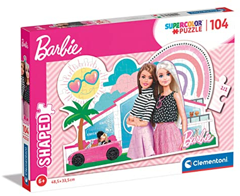 Clementoni 27163 Barbie Supercolor Shaped Barbie-104 Pieces-Jigsaw Puzzle for Kids Age 6-Made in Italy