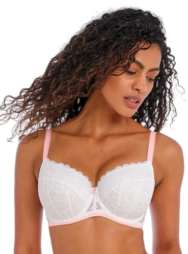 Freya Offbeat Underwired Padded Half Cup Bra White White 30H