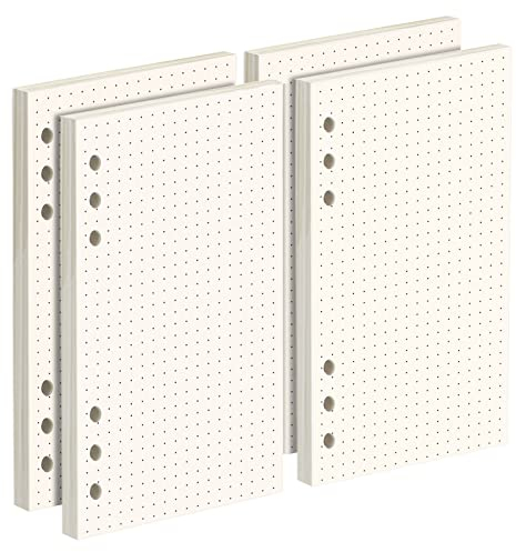 FANDAMEI 180 Blätter A6 Papier Gepunktet, 6 Löcher Nachfüllpapier Nachfüllbare Refill Paper Nachfülleinlagen,Geeignet für Personal Size, für Notizbuch, Tagbuch, Skizze, Malerei