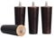 4 Pack Wooden Furniture Legs Replacement: 20cm Height Vintage Solid Rubber Wood Round Tapered Table Leg with 16.5mm Bolt and Anti-slip Feet Pads for Dining Table Chairs Couch Dark Walnut Colors