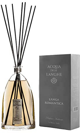 Acqua delle Langhe - Raumduft Diffusor Langa Romantica - 1500 ML - Aromadiffusor mit Rattan-Stäbchen - Made in Italy