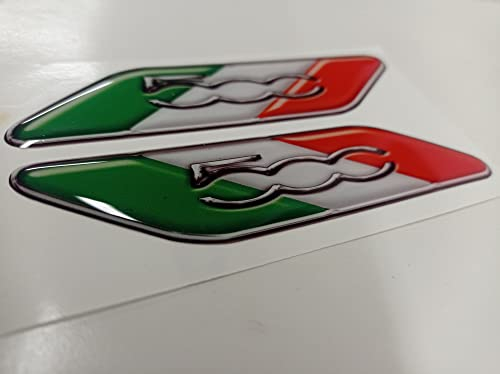 Logo stemma laterale badge coppia adesivi resinati f 500 per auto,moto,caschi (tricolore ita 500)