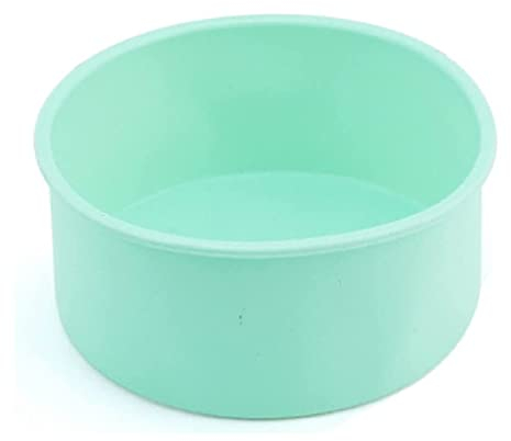 WATAWATA 6 Inch Silicone Cake Tins Cake Moulds Reusable Baking Cases Muffin Molds Cups Trays for Air Fryer of Muffins Puddings Bread (Green, 6 inch)