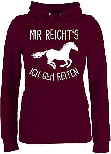 Pullover Damen Hoodie Frauen - Mir reichts ich geh Reiten I Geschenk Pferde I Pferdemädchen I Pferdeliebhaber - S - Burgundrot - geschenke für pferdefreunde reitoberteil sprüche pferd gehe pulli