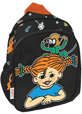 Euromic Pippi Langstrumpf Offiziell lizenziertes Kinderrucksack, 300D recyceltem Polyester, H 26.5cm x B 21cm x T 10cm, 6L, Mehrere Taschen, reflektierendes Material und komfortable Polsterung