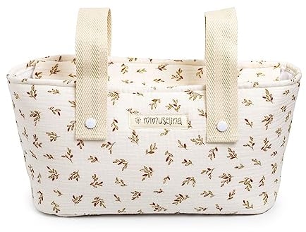 MIMUSELINA | Bolso Panera Carrito Bebe | Bolso Carro Bebe con Diseño Práctico y Funcional | Cierre con Cremallera y Correa Ajustable | Bolso Pañalera Bebe para los Paseos con tu Bebé (Ecru)