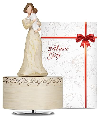 HABOWN Spieluhr, Skulptur Handgemalte Musik Figur, Mutti hält Baby, Geburtstagsgeschenk, Muttertagsgeschenk, Jubiläum, Heimbüro Studio Dekoration, Musik: You Are My Sunshine