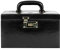 Time Resistance Schwarz Leder-Schmuckkästchen Vollnarbenleder Schmuck Organizer Aufbewahrung von Accessoires Schließfach mit Schlüssel