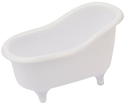 Silbernes Miniatur-Badewannen-Zubehör: als dekorativer Seifenschale, Make-up-Halter und Aufbewahrungsbox | niedlicher Übertopf und Organizer für Dekorationen in Dusche oder Küche (klein)
