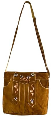 Albsales Trachtentasche Dirndltasche Handtasche echt Leder Handtasche Oktoberfest Wasen (Hellbraun)