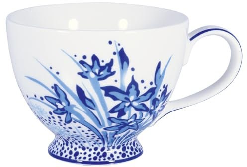 GreenGate Teetasse Kristel Weiß mit Blumen Porzellan Tasse mit Henkel 400 ml