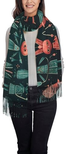 EVANEM Damen-Winter-Schal, modischer Kaschmir-Schal, warmer Schal, kleiner Regenbogen-Quastenschal, Damen Nussknacker Ballett Xmas Dance, One size