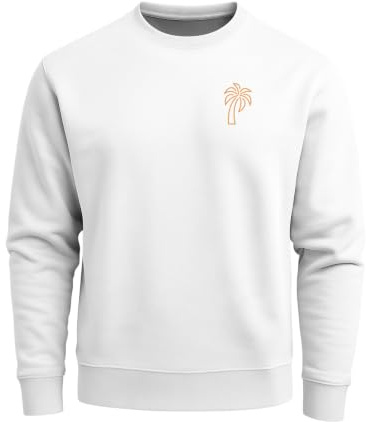 Neverless® Sweatshirt Sweatshirt Herren Aufdruck Print Palme Line Art Motiv Rundhals-Pullover Fashion Streetwear Weiss M