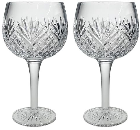 British Crystal Gin Glass/Goblet, Set of 2, Clear, Brierley Hill Crystal Cut Glasses Westminster Goblets (2, 300ml)