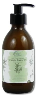 Cold Pressed Organic Pure Castor Oil 250 ml, Glass Bottle with a Pump, Vegan, BP Grade, Hexane Free, Non-GMO