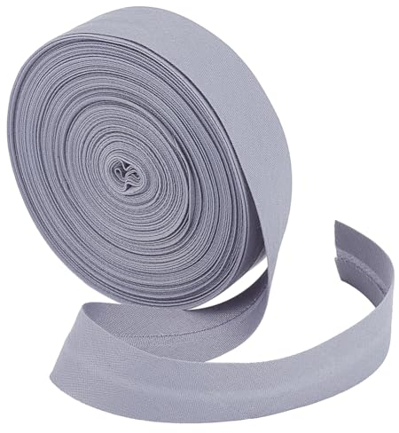 BENECREAT 10 m Einfach Gefaltetes Schrägband, 18 mm Breites Hellgraues Polycotton-Schrägband, Saumband Zum Nähen von DIY-Kleidungsstücken, Nähen, Rohrleitungen, Quilten