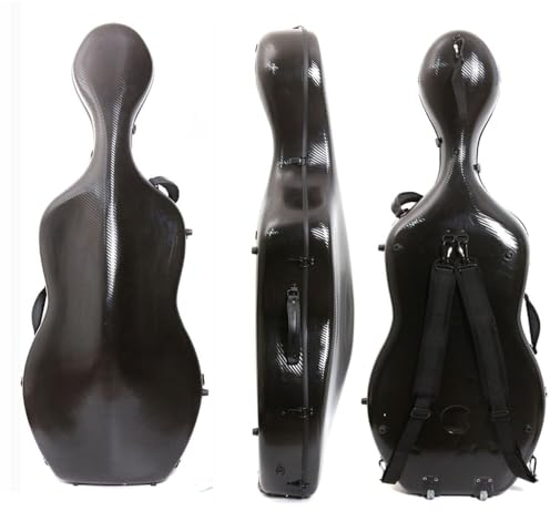 YoungMonic Advance - Custodia per violoncello 4/4, in fibra di carbonio, con ruote, resistente, leggera, Nero