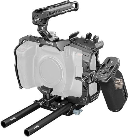 SMALLRIG Advanced Cage Kit solo per BMCC 6K, con Maniglia Superiore, Maniglia Laterale, Staffa SSD, Morsetto per Cavi, Adattatore per Montaggio Obiettivo, Aste da 15 mm e Piastra di Base - 4575