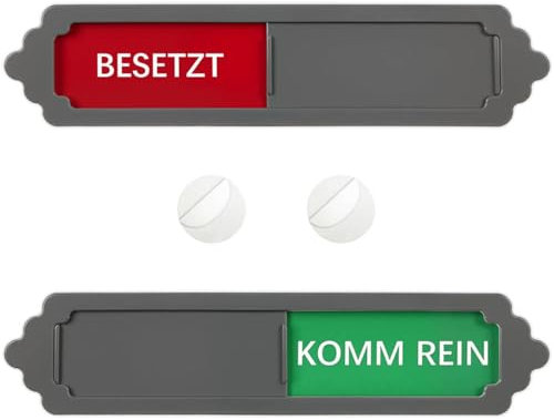 2tlg. Schiebeschild Türschild Besetzt-Kommrein-Schilder Magnet&Klebeschild Status-Schalttafel-Schild für Zimmer Büro Toilette, Größe 17.7x4x0.6cm (Schwarz, BG DE)
