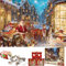 VEEKAY Adventskalender Puzzle,24 Boxen -1008 Teile,Katzen Weihnachts Jigsaw Puzzle,Countdown bis Weihnachten,Weihnachten Geschenke,Hausdekoration,Weihnachtskalender Puzzles (Alter Mann Elch)