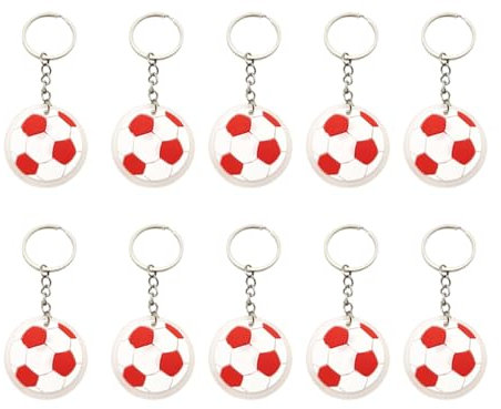 Adunsiaoto Autoteile 10 Stück Schlüsselanhänger Keychain, Auto Fußball-Schlüsselanhänger, Mini-Fußball-Schlüsselanhänger Kreatives Fußball Persönlichkeit Anhänger Für Auto Dekoration(Rot Weiß)