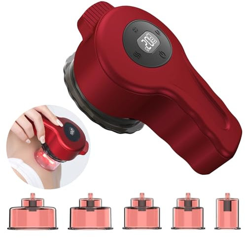 Gua Sha Ensemble de Ventouses Électriques, 5 Ventouses Réglables Ventouses Électriques Intelligentes, 12 Niveaux Masseur Électrique à Ventouses, Ensemble de Ventouses Électriques pour Grattage