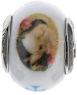 Holyart Pendentif Charm Sainte Rita pour Bracelets Verre Murano Argent 925