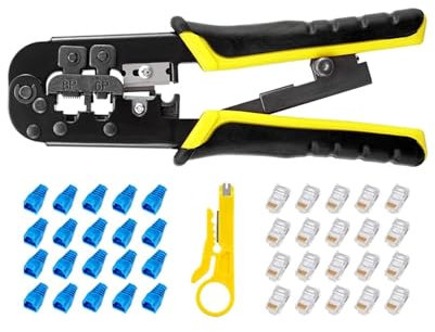 Crimpadora RJ45 RJ11, Herramienta De Prensado RJ45, Alicates Pelacables For Cable LAN De Red Ethernet, For 6P, 8P, RJ11, RJ12, RJ45 Cómodo mango de manejo(Hobby)