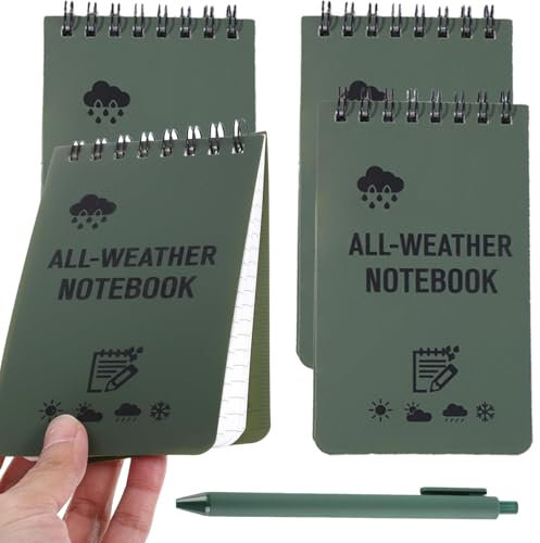 ARROMI 4PCS Waterproof Notebook, Waterproof Notepad, Mini Notepads, Pocket Notepad, Reporters Notebook, Notebook and Pen Set, Field Notes Notebook for Activity Record, Outdoor, Office, School