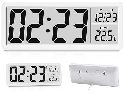 BORDEAG WanduhrS DigitalS,DigitaleS Uhr,Digitale Wanduhr LED Groß Display,Temperatur,Zeit,Wanduhr Digitaluhr,Digitale Funkuhr Für Zuhause,Küche,Büro,Wohnzimmer,Schule,Kann Aufgehängt