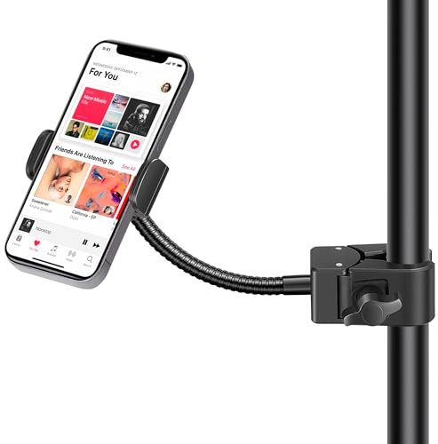 InnoGear Mic Stand Phone Holder, Flexible Phone Holder for Microphone Stand Adjustable iPhone Mic Stand Holder, Music Stand Phone Holder for iPhone 14 13 12 MAX Pro Samsung Galaxy All Smartphones