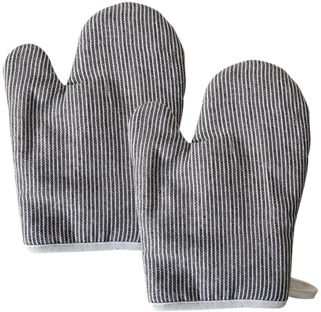 Mlysnd Ofenhandschuhe, Dicke hitzebeständige Topflappen, 100% Baumwolle, 19x26cm, Schutz vor hohen Temperaturen, ideal für Kochen und Backen in der Küche (Grau)