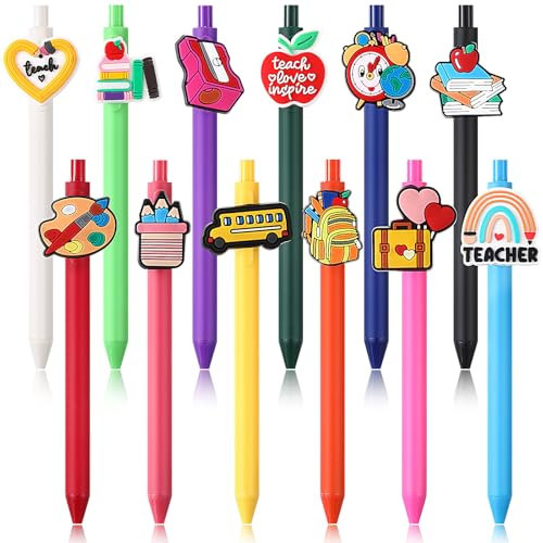 Clabby 12 Pezzi Penne Carine per Insegnanti Regali Divertenti per Insegnanti Penne a Sfera di Ringraziamento Articoli per Ufficio Scolastico Accessori per Cancelleria Colorati per Professore Natale