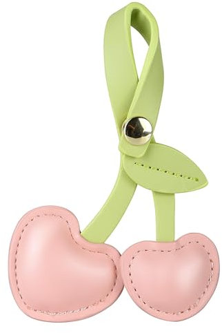 ZephyrHome Cherry Bag Charm,Vielseitiger Kirsch-Schlüsselanhänger und Geldbörsenanhänger,Leder Obst Schlüsselanhänger,modische Tasche Anhänger,roter Kirsch Anhänger mit (Rosa)