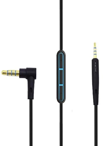 umvowuxa Headphone Cable Compatible with QuietComfort35 QC35/QC25/OE2/OE2i/AE2/Soundlink/SoundTrue Headphones, with Inline Microphone and Remote Control (Black/140CM)