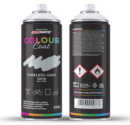 Colour Coat Pro-Matic Timeless Light Grey Satin RAL 7035 Aerosol Spray Paint 400ml (1)