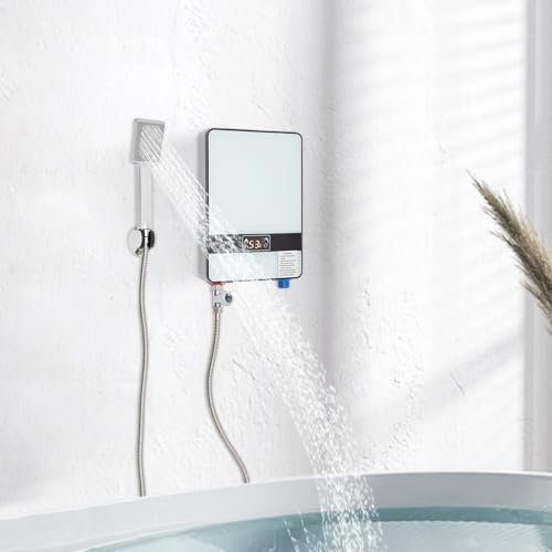 Mini-Durchlauferhitzer, DSYOGX 6500W Elektrisch Tankless Instant Warmwasserbereiter, Digital Durchlauferhitzer mit Duschkopf, für Zuhause, Schlafsälen, Wohnungen, 220V/50Hz