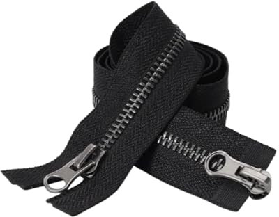 1pc 65cm 5# Nero Doppi cursori Cerniera in metallo con estremità aperta per indumenti, borse, tessili per la casa